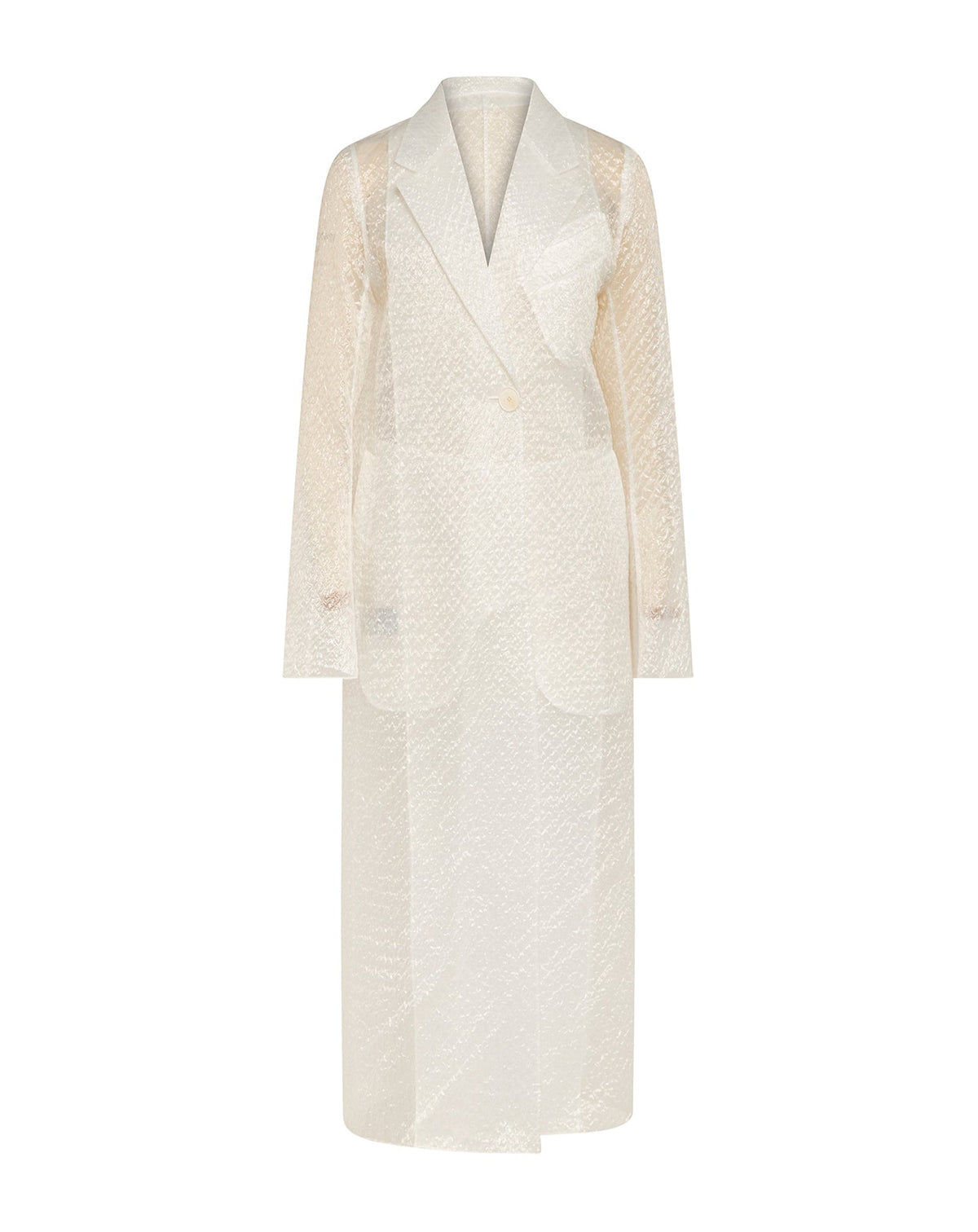 ZZNO STOCK TRANSPARENT LONG SINGLE BREASTED TAILORED COAT