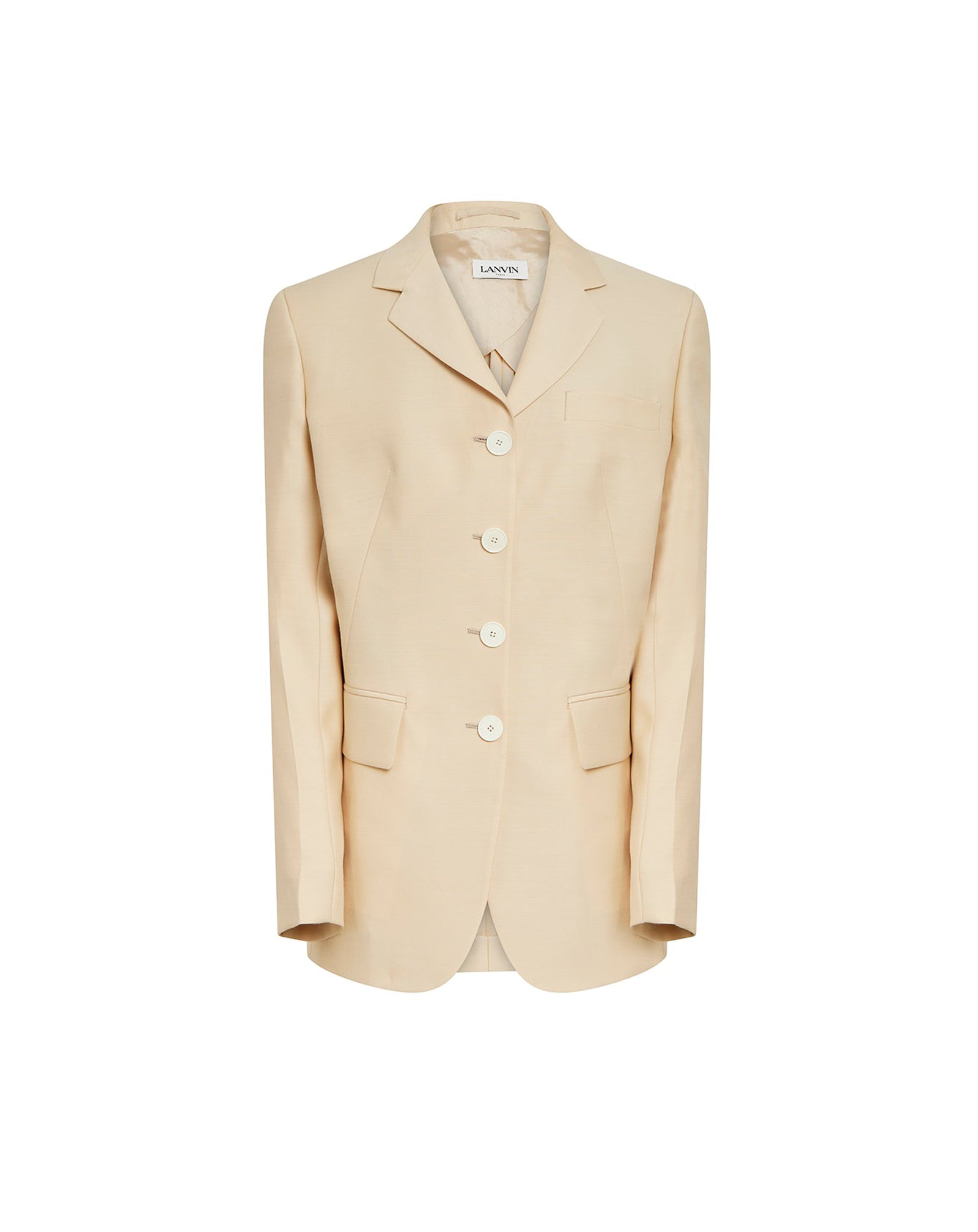 Veste ceinturée à boutons - Beige Clair