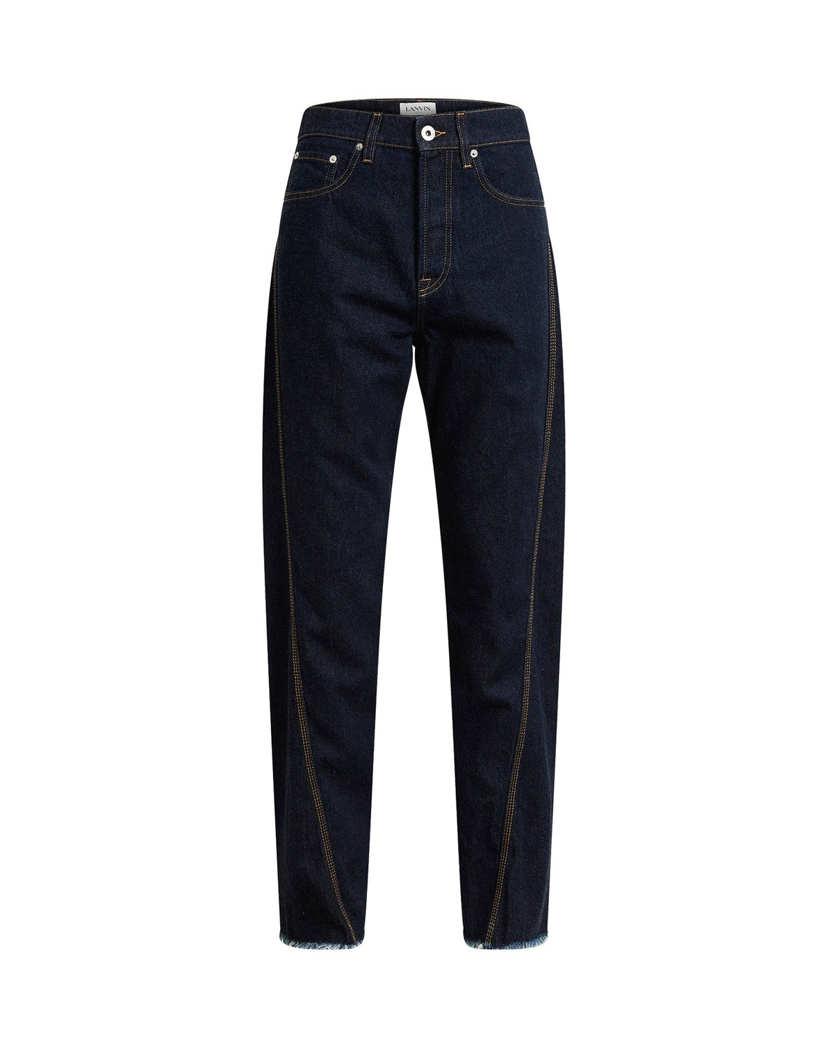 ZZNO STOCK BLEU MARINE PANTALON DENIM JAMBE TWIST