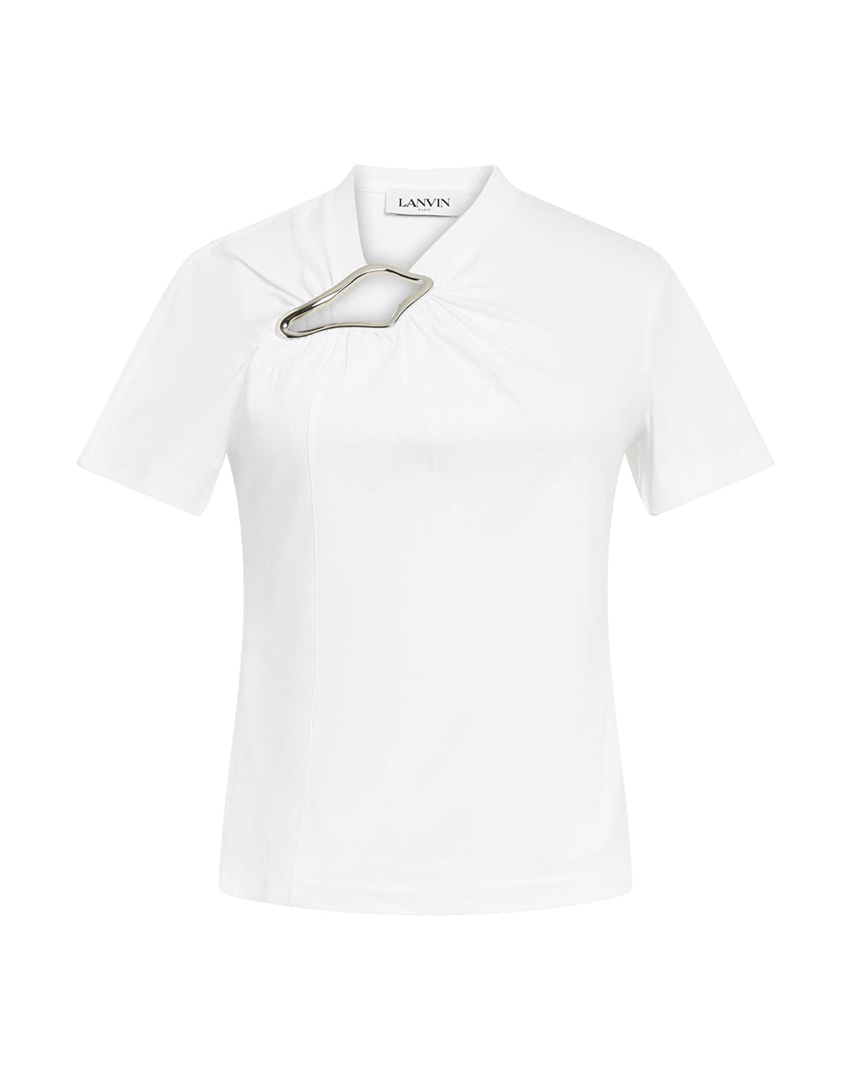 Eyelet drapped fitted top - Blanc optique