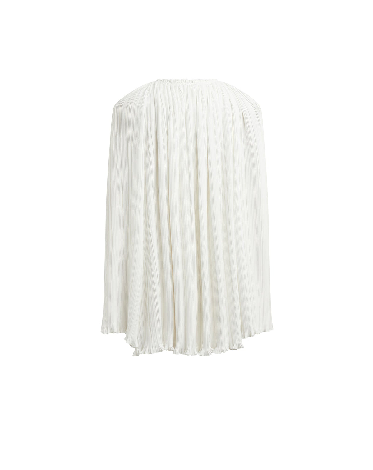 Long sleeve pleated blouse open neck - Blanc casse