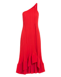 One shoulder pleated long dress - Flamme