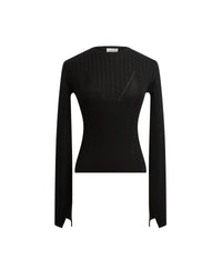 ZZNO STOCK NOIR TOP MANCHES LONGUES COL ROND