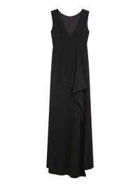 Long dress with a V-neck - Black