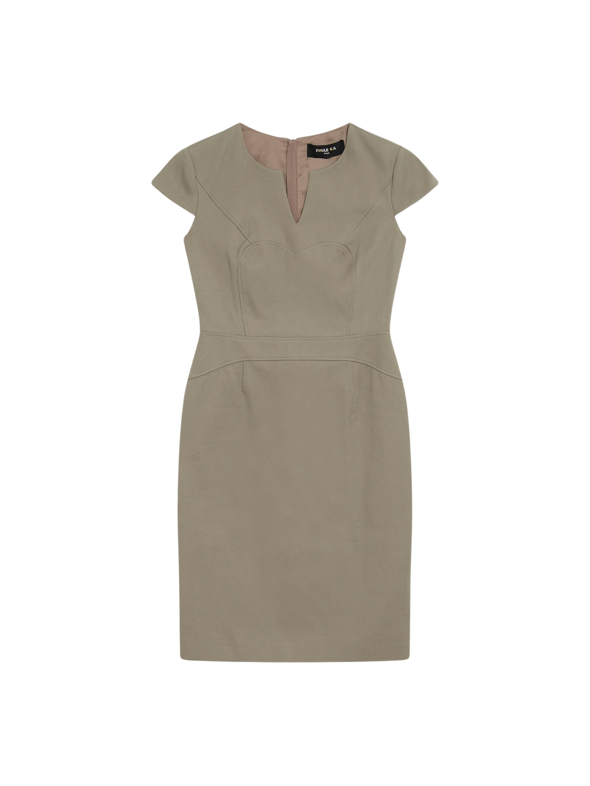 Short-sleeved cotton dress - Taupe