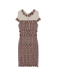 ROUGE ROBE BI-MATIERE