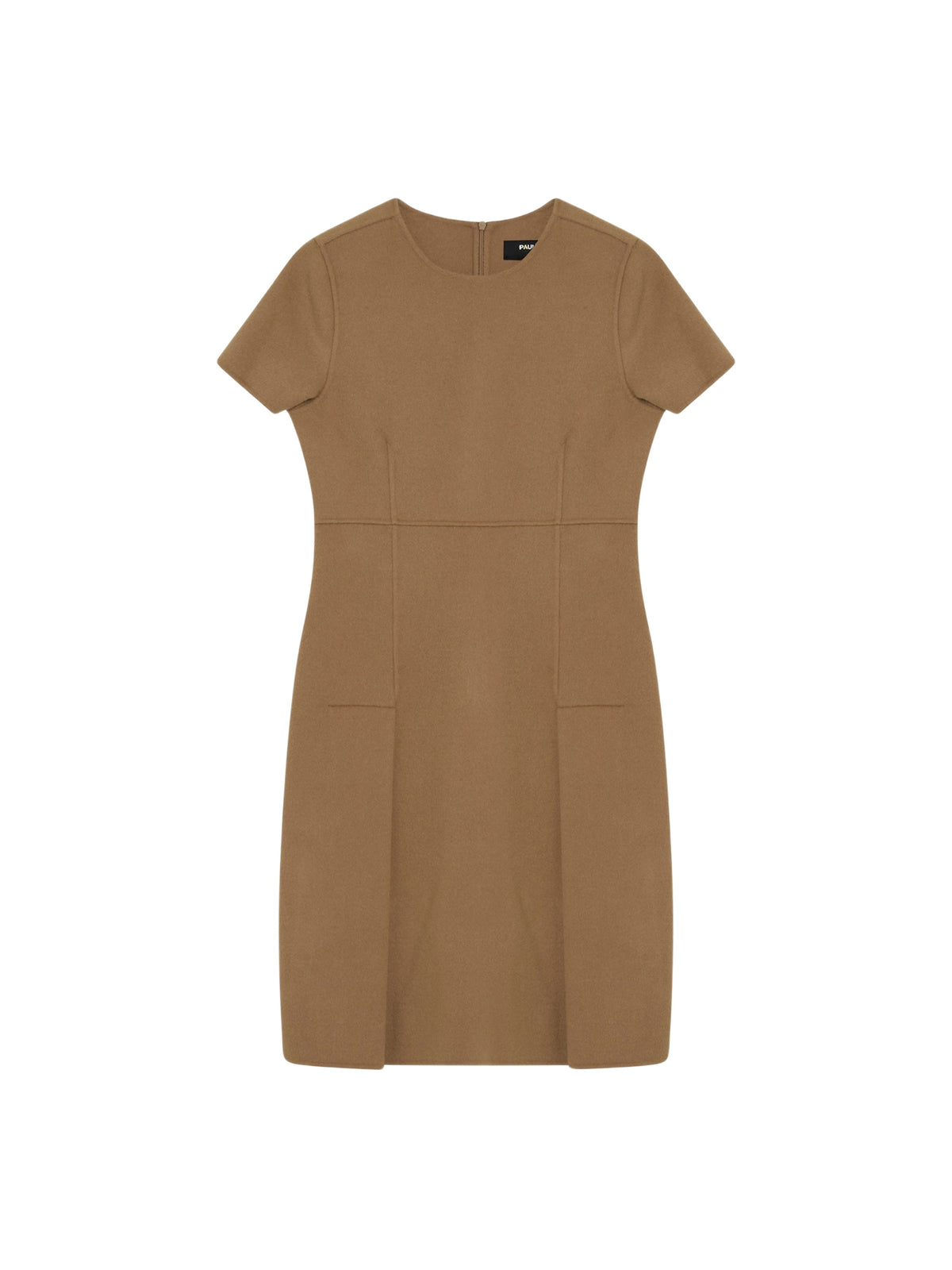 Short-sleeved woollen dress - Camel