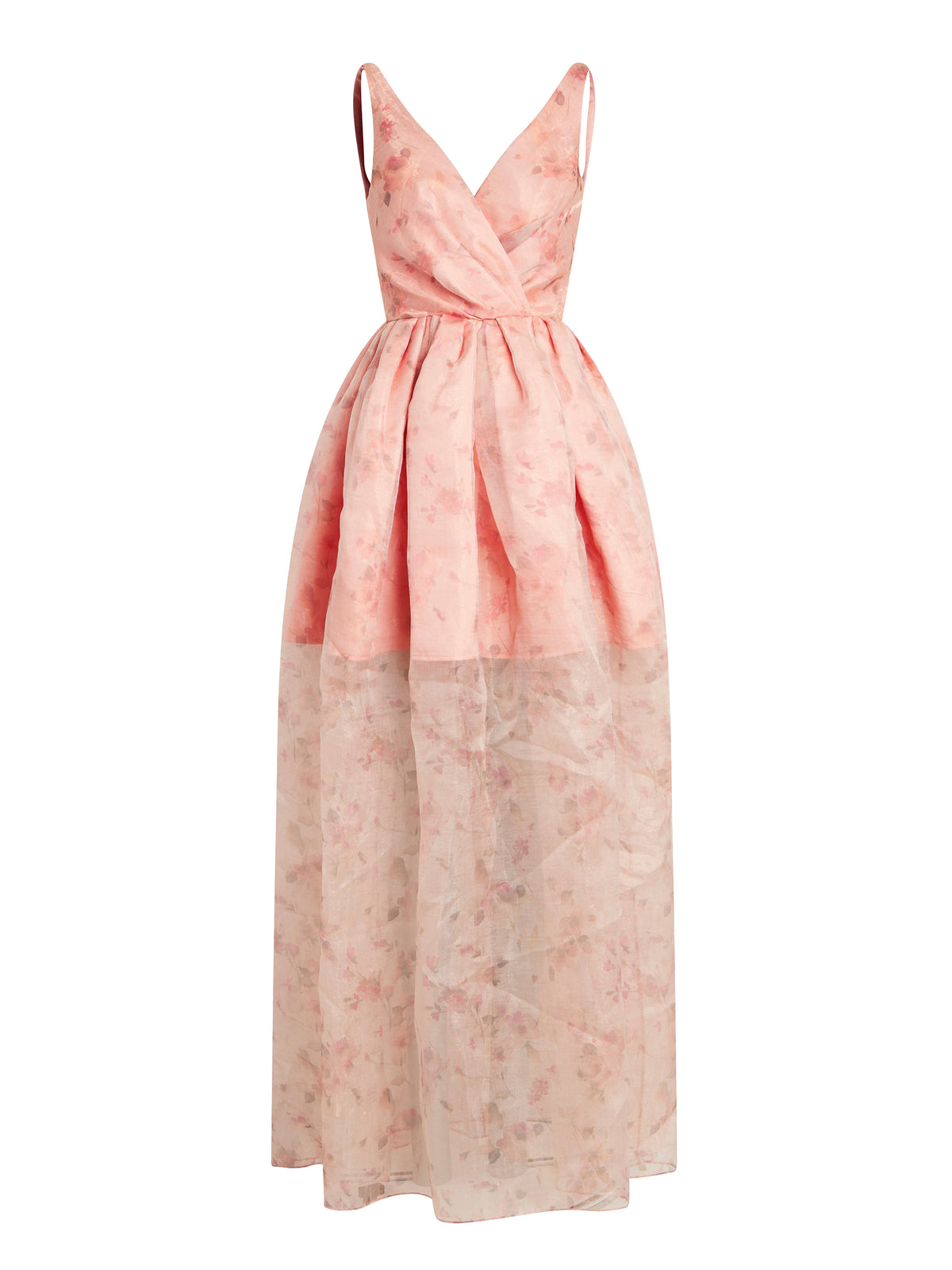 Long satin dress with straps - Eau de Rose