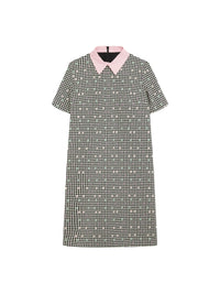 Short-sleeved A-line cotton dress - Multicoloured