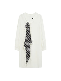 Dress with detachable scarf - Off-white