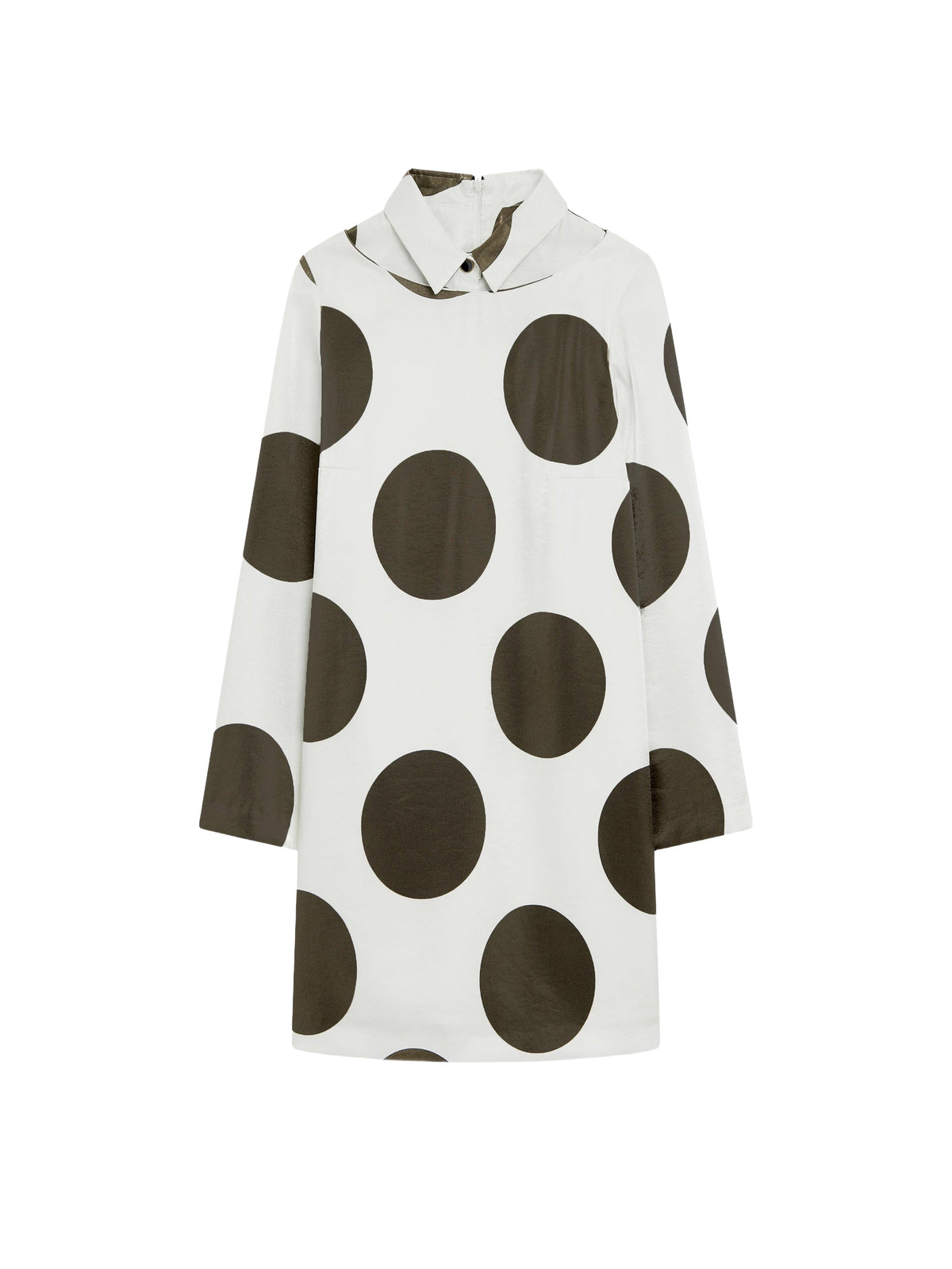 Wool polka-dot dress with a pointed collar - Off-white & Black