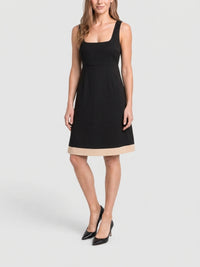 Sleeveless cotton dress - Black & Nougat