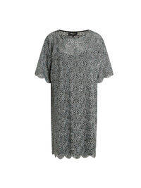 Straight-cut openwork crochet dress - Steel
