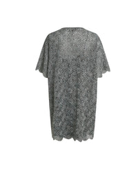Straight-cut openwork crochet dress - Steel