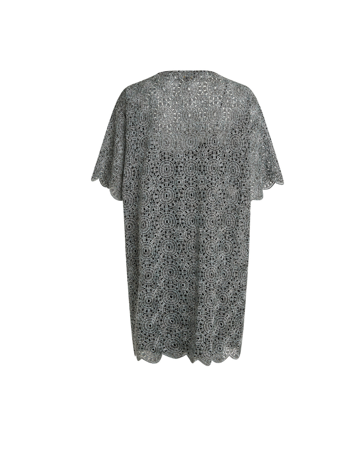 Straight-cut openwork crochet dress - Steel