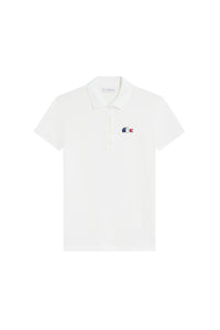 Button-down polo shirt with logo - White