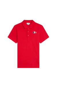 Button-down polo shirt with logo - Red
