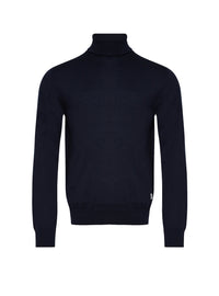 Pull col roulé en laine - Marine