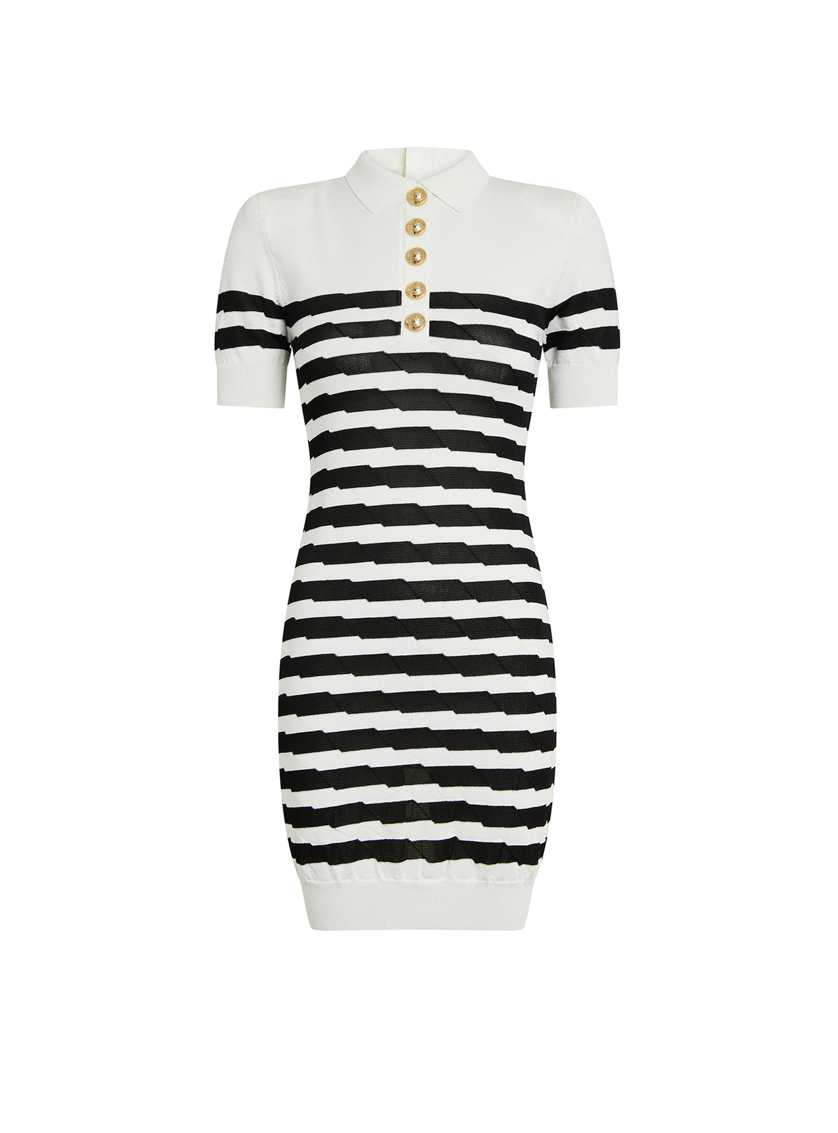 Robe polo courte rayée - Blanc & Noir