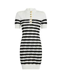 Robe polo courte rayée - Blanc & Noir