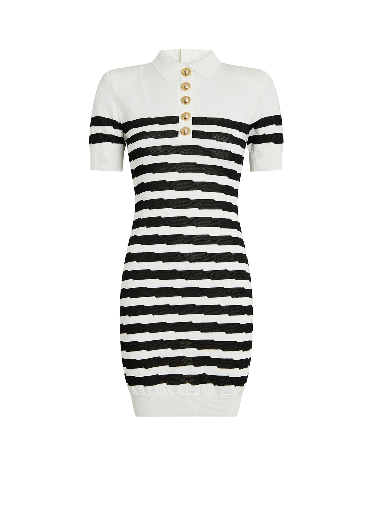 Robe polo courte rayée - Blanc & Noir