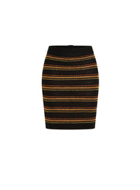 Jupe courte rayée en laine - Noir & Multicolore
