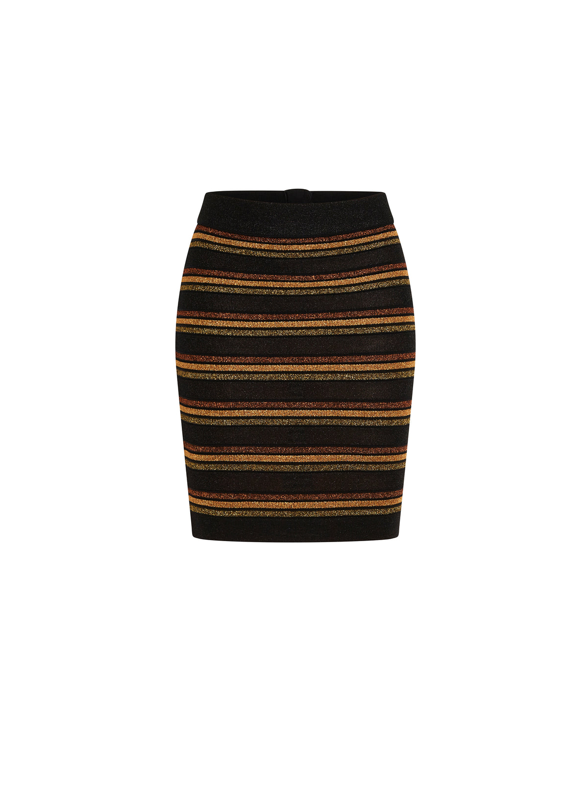 Jupe courte rayée en laine - Noir & Multicolore