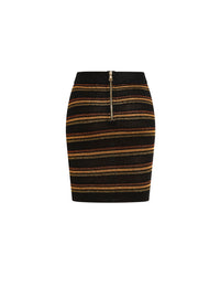 Jupe courte rayée en laine - Noir & Multicolore