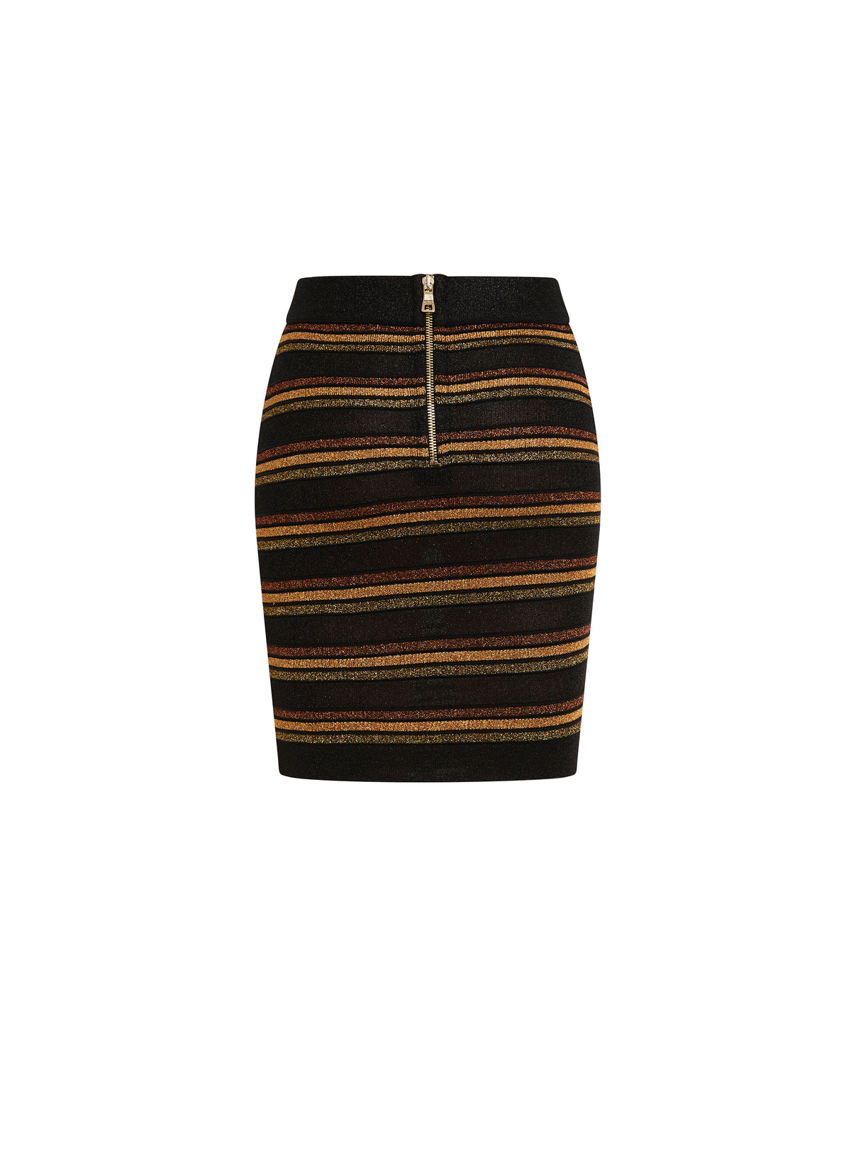 Jupe courte rayée en laine - Noir & Multicolore