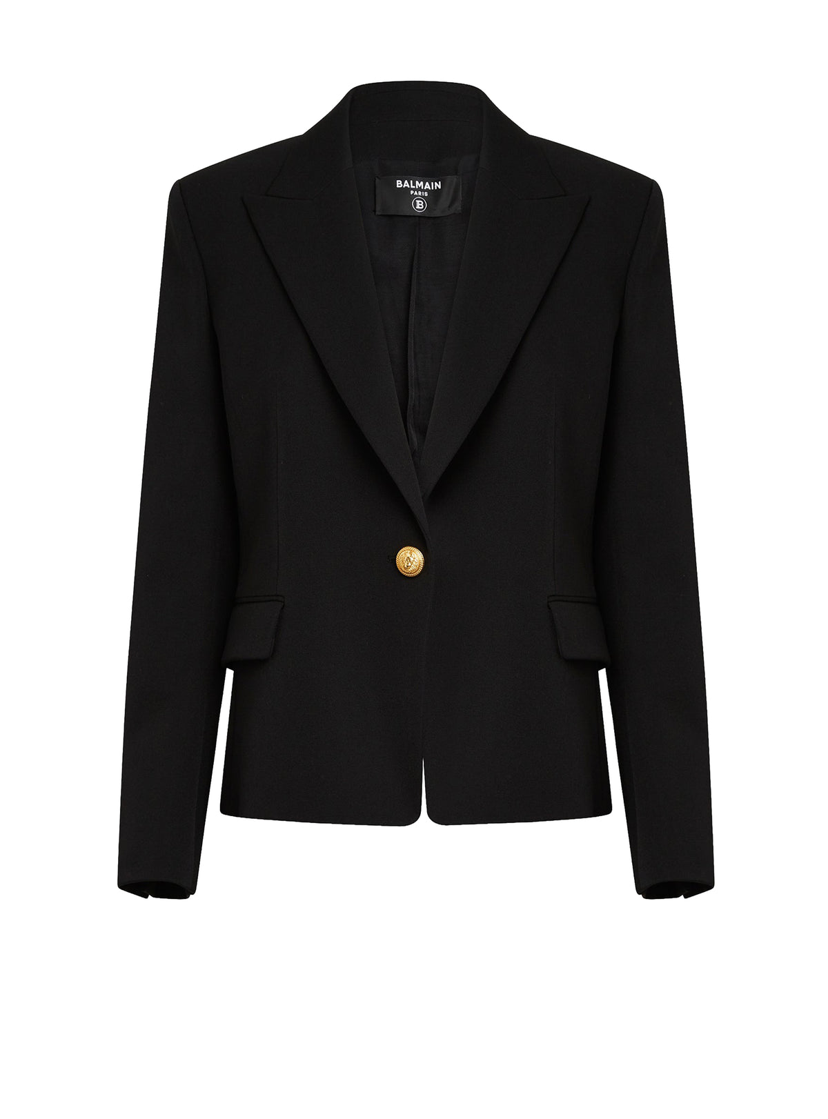 Veste à simple boutonnage en laine - Noir