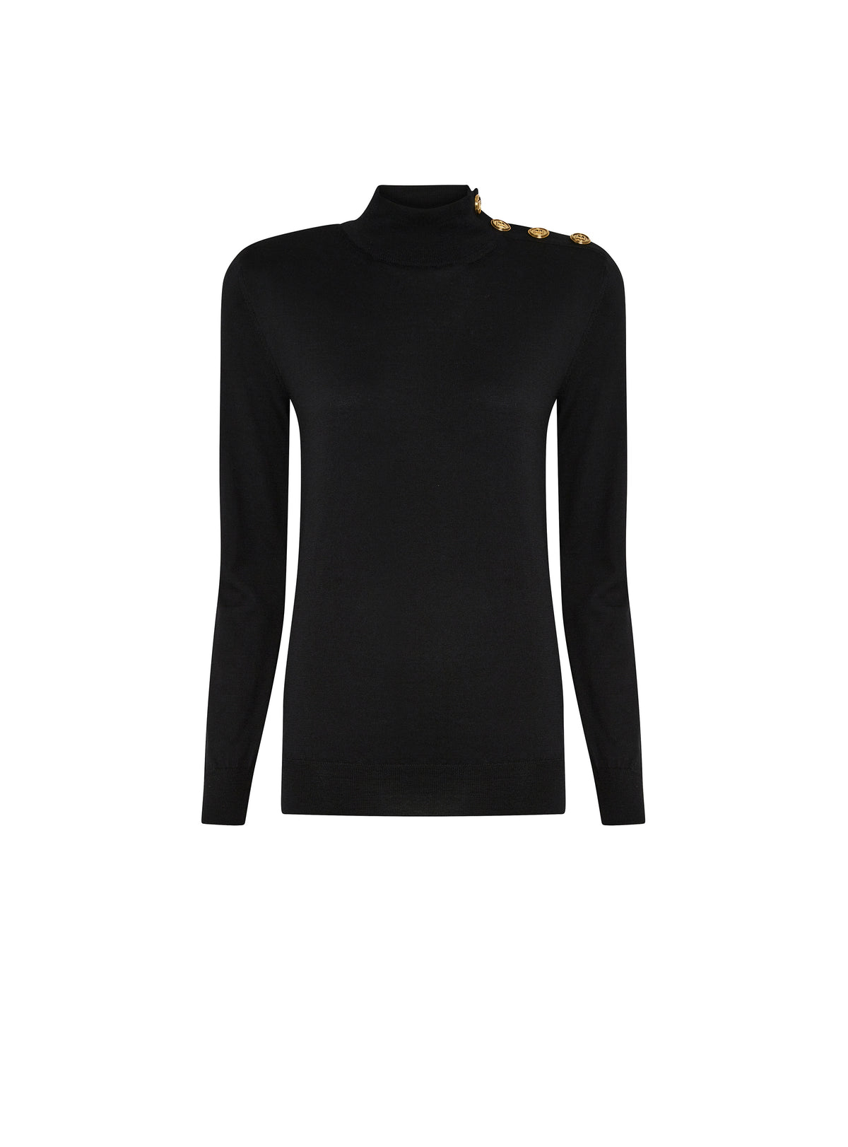Pull 5 boutons col montant - Noir