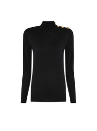 Pull à col montant en laine - Noir