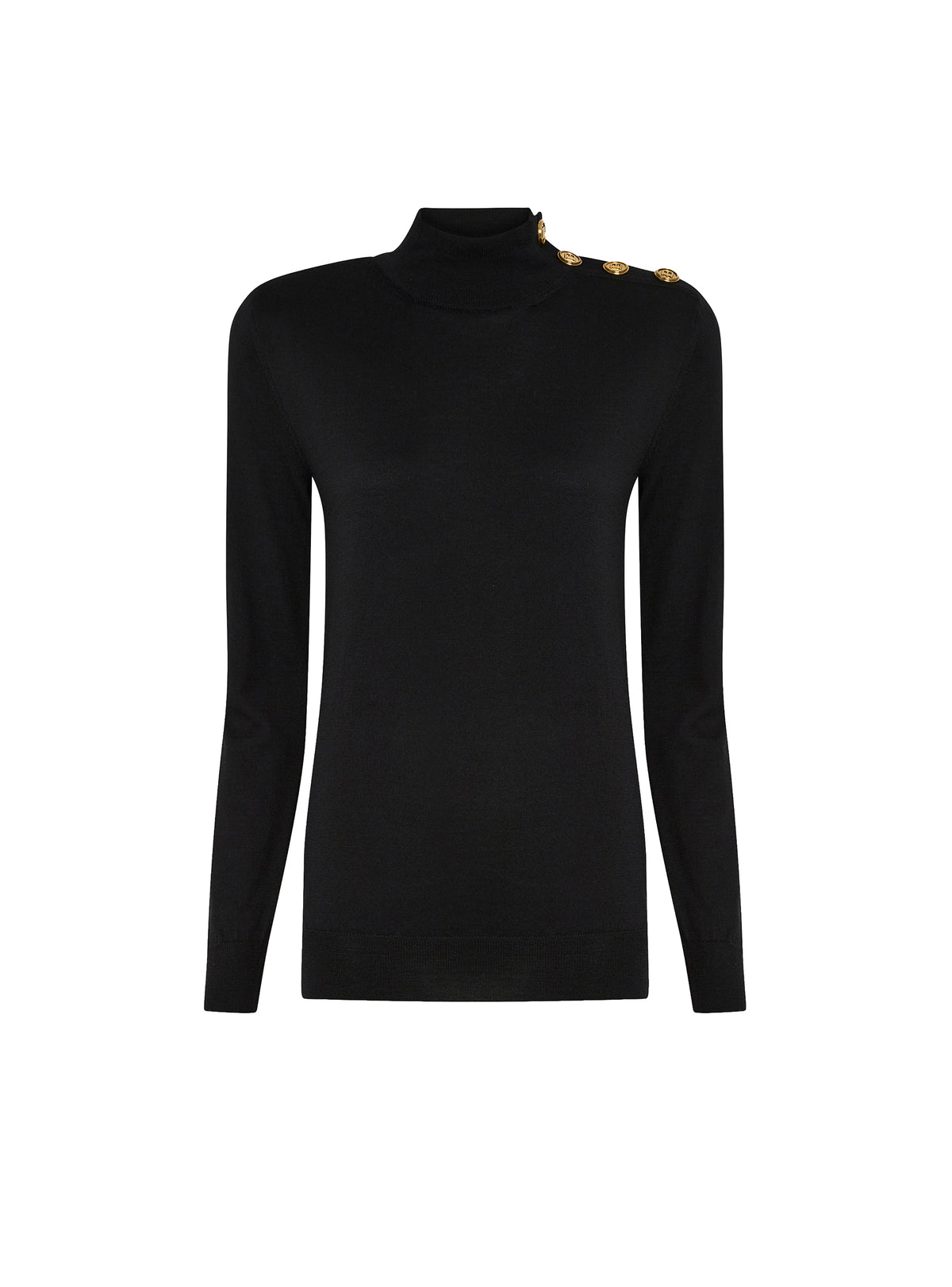 Pull à col montant en laine - Noir