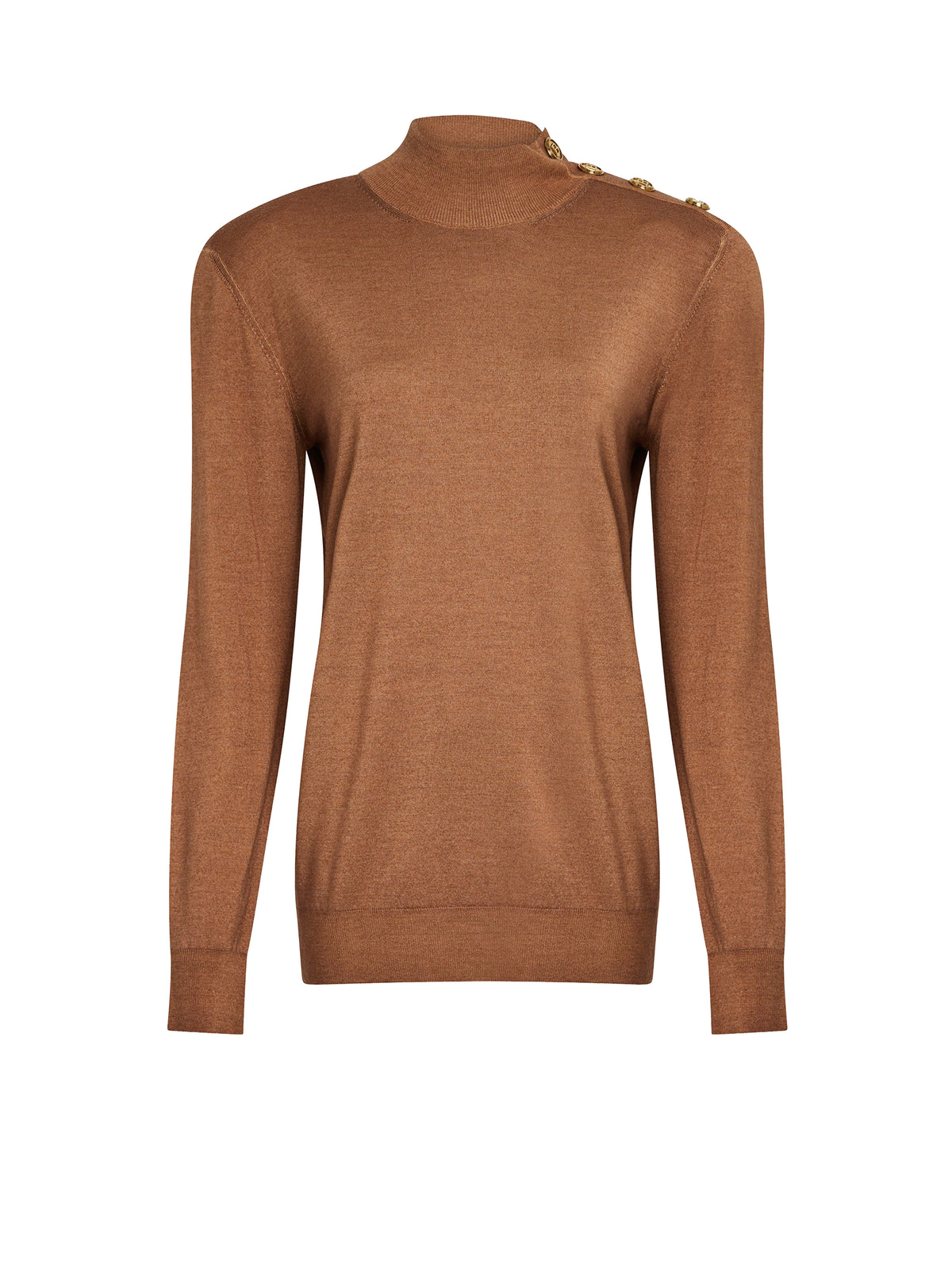 Pull à col montant en laine - Camel Foncé
