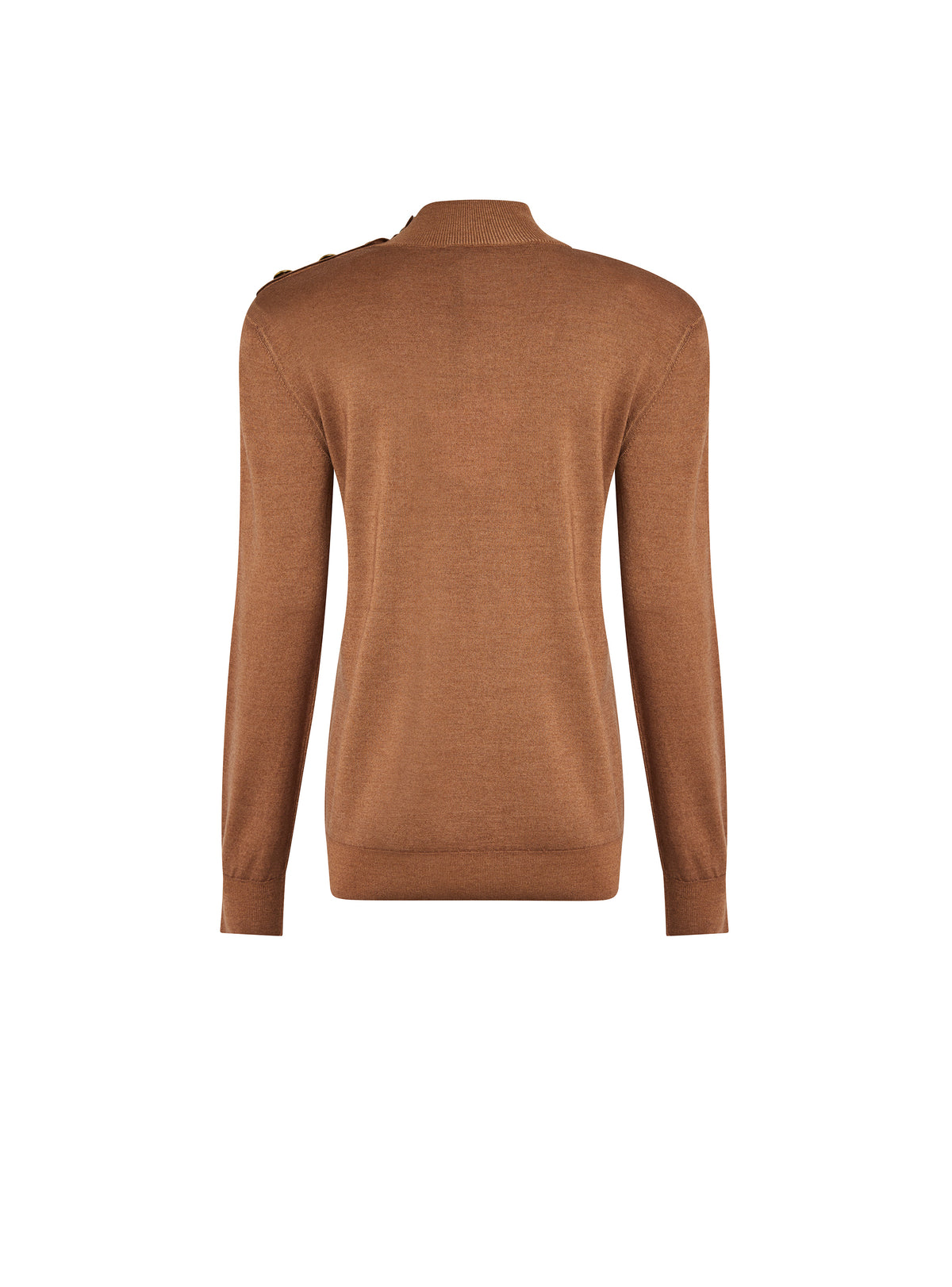 Pull 5 boutons col montant - Camel Foncé