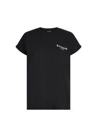 T-shirt en coton éco-design floqué petit logo balmain - Noir & Blanc