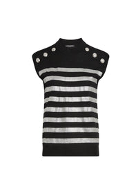 Pull à rayures en laine - Noir & Argent