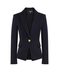 Blazer à simple boutonnage en laine - Marine