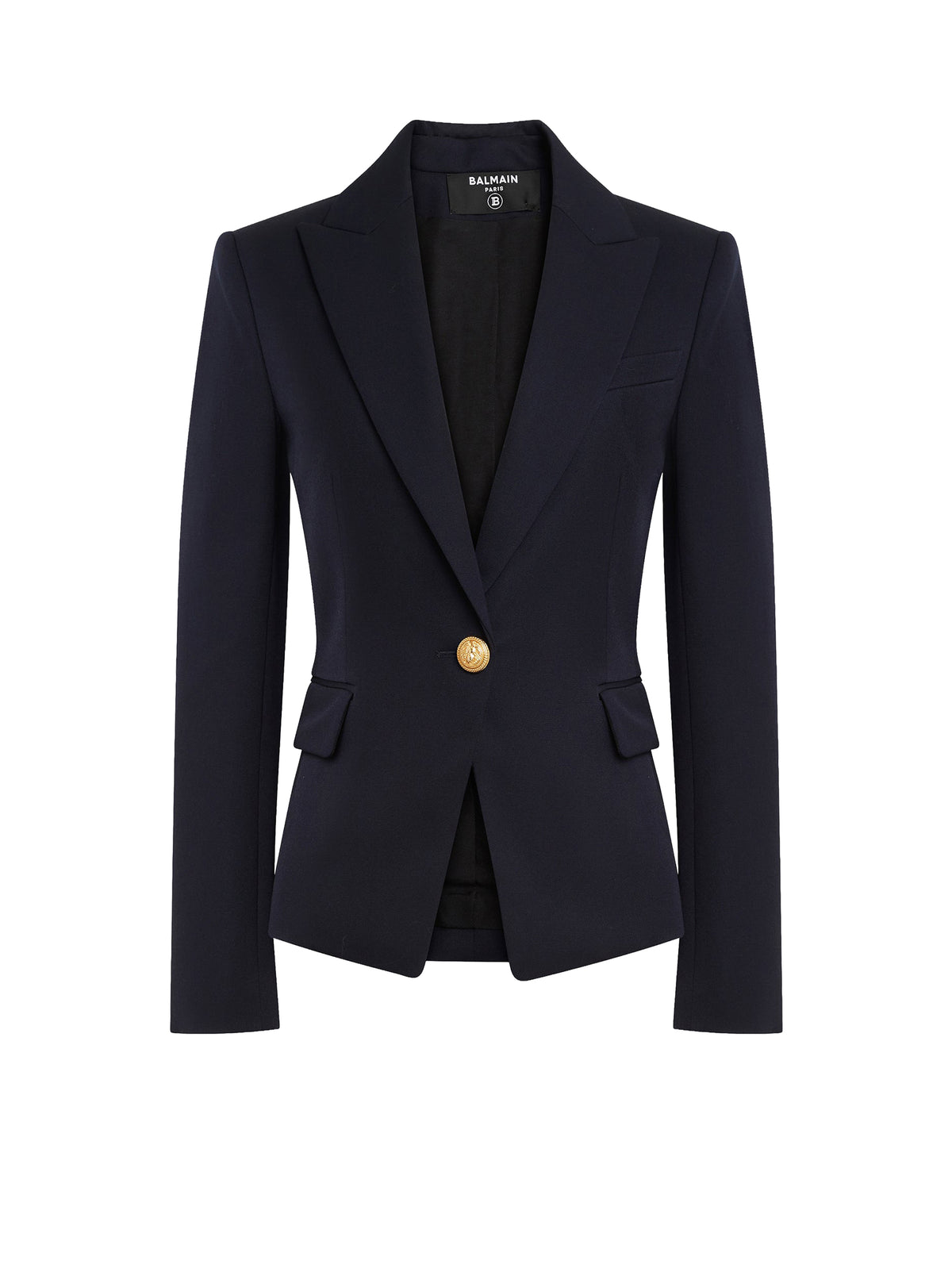 Blazer à simple boutonnage en laine - Marine
