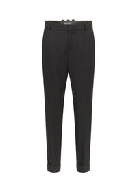 Pantalon droit ajusté en laine - Noir