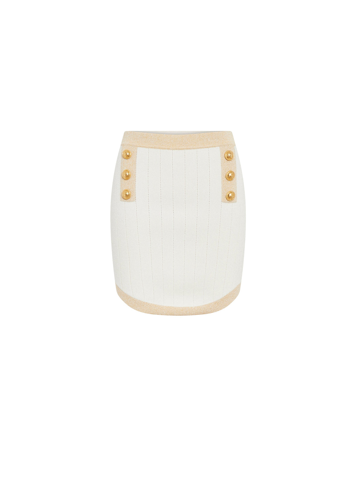 Jupe courte en maille à bordures dorées - Naturel & Or