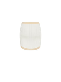 Jupe courte en maille à bordures dorées - Naturel & Or