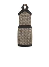 Robe courte monogramme en laine - Ivoire & Noir