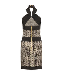 Robe courte monogramme en laine - Ivoire & Noir