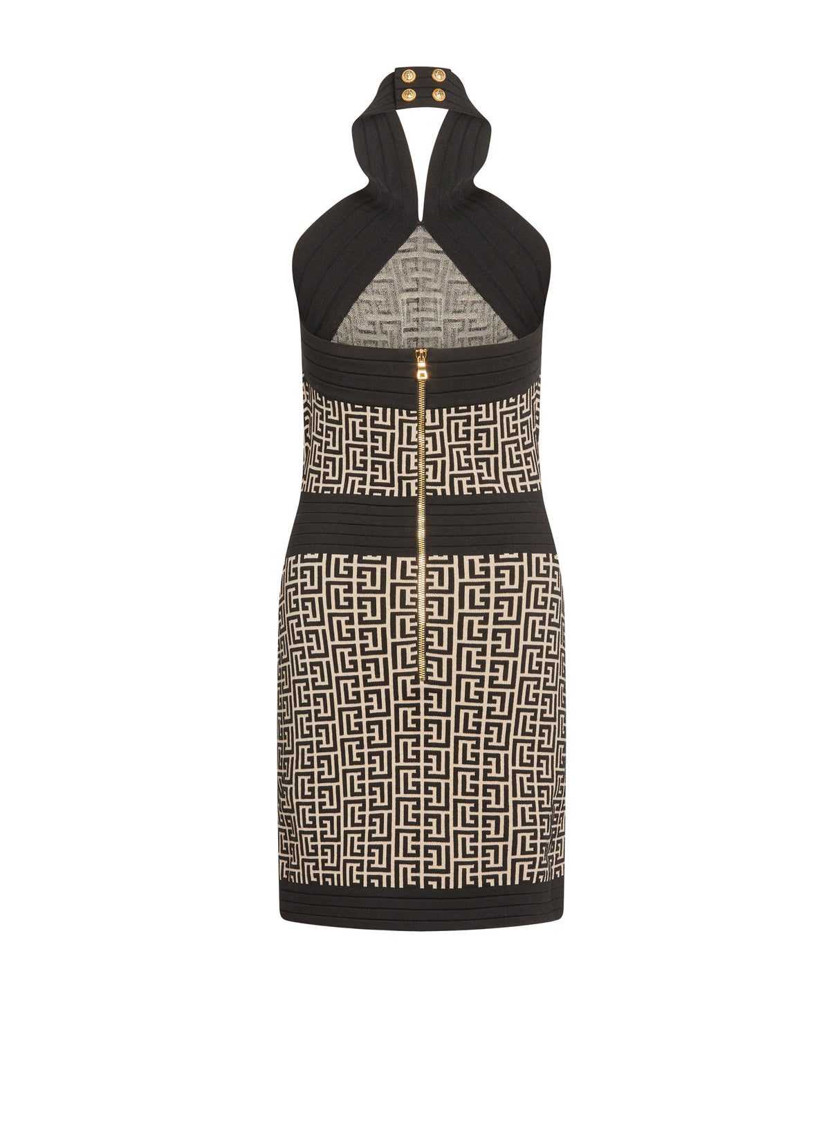 Robe courte monogramme en laine - Ivoire & Noir