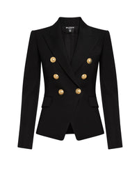 Double-breasted wool blazer - Black