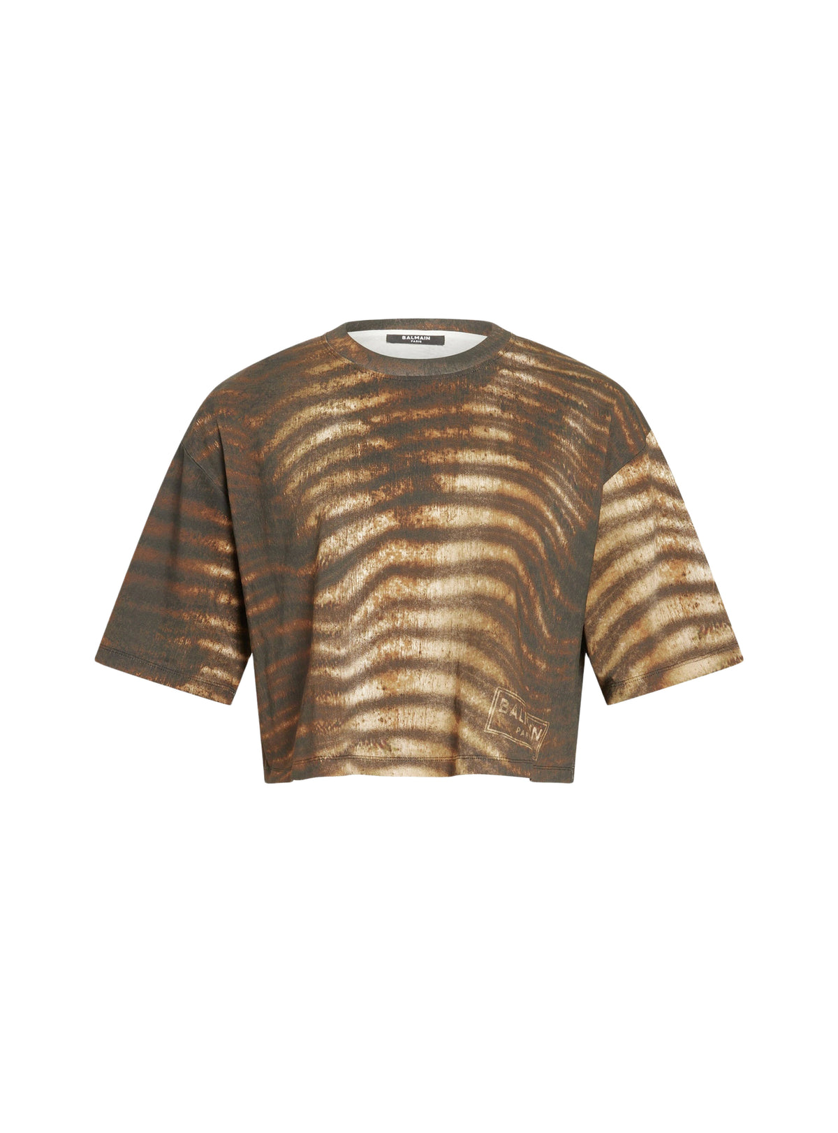 Cropped t-shirt with zebra print - Multi Brown
