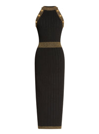 Robe midi en maille métallisée - Noir & Or