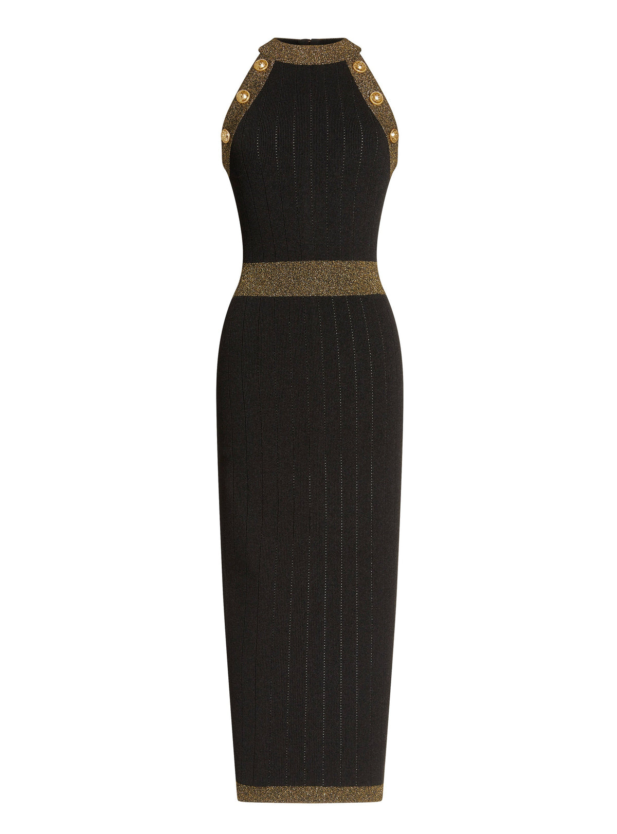 Robe midi en maille métallisée - Noir & Or