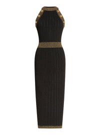 Robe midi en maille métallisée - Noir & Or